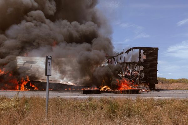 a fire on the road